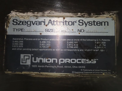 Union Process Attritor, 100 gallons, Type 100SN, Two-Speed Motor