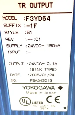 NEW YOKOGAWA F3YD64-1F TRANSISTOR OUTPUT MODULE F3YD641F