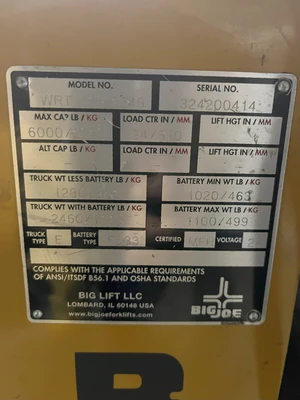 USED Big Joe WRT-60-2748