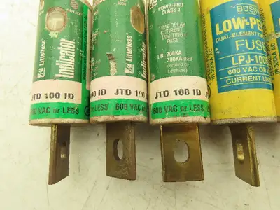 Time Delay Fuse 100A 600VAC Class J Mixed Brand Lot of 5