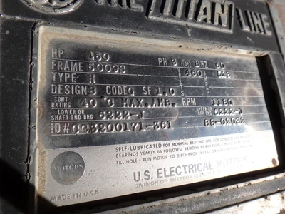 U.S. Electrical 450 HP, 1200 RPM, Electric Motor