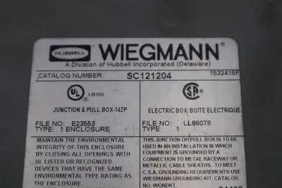 HUBBELL WIEGMANN SC121204WW ENCLOSURE STOCK #4669