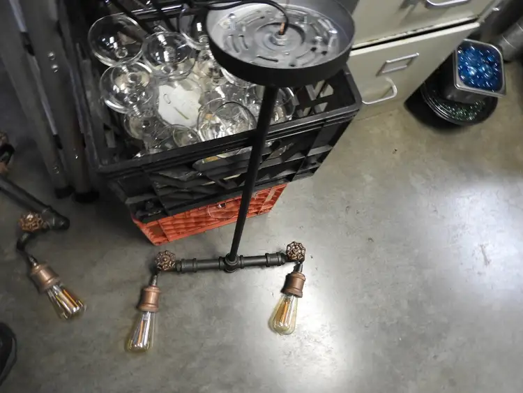 Used Falcon Restaurant Supply Used Steampunk Industrial Water Pipe and Spigot 2 LED Ceiling Light Restaurant Front of House Furnishings Illinois US | Falcon Restaurant Supply #1376635