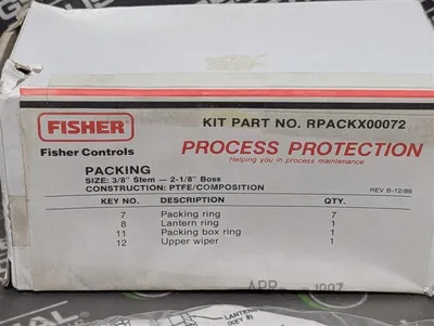 Fisher Controls RPACKX00072 Process Protection Packing Kit New NIB