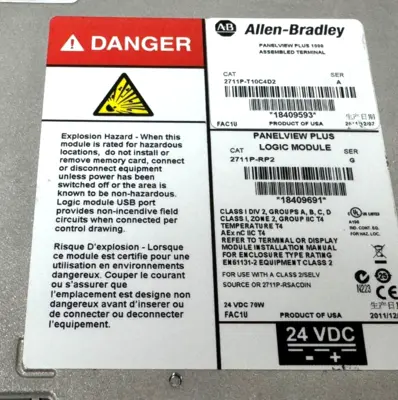 ALLEN BRADLEY 2711P-T10C4D2 PANELVIEW PLUS 1000 SER. A 10" 2711P-RP2 UNUSED