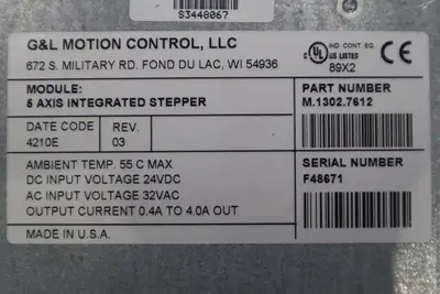 G & L MOTION CONTROL M.1302.7612 5-Axis Integrated Stepper 32Vac STOCK K-156-C