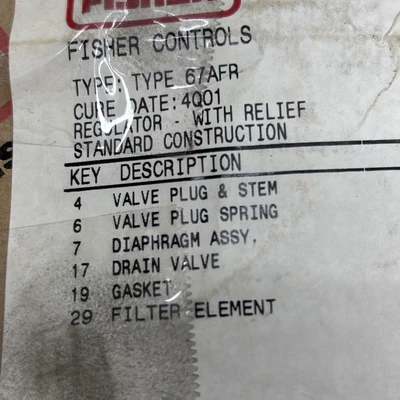 New | in-Stock INDUSTRIAL MRO FISHER CONTROLS R67AFRX0012 Miscellaneous MRO Indiana US | J&J Industrial Supply #1421860
