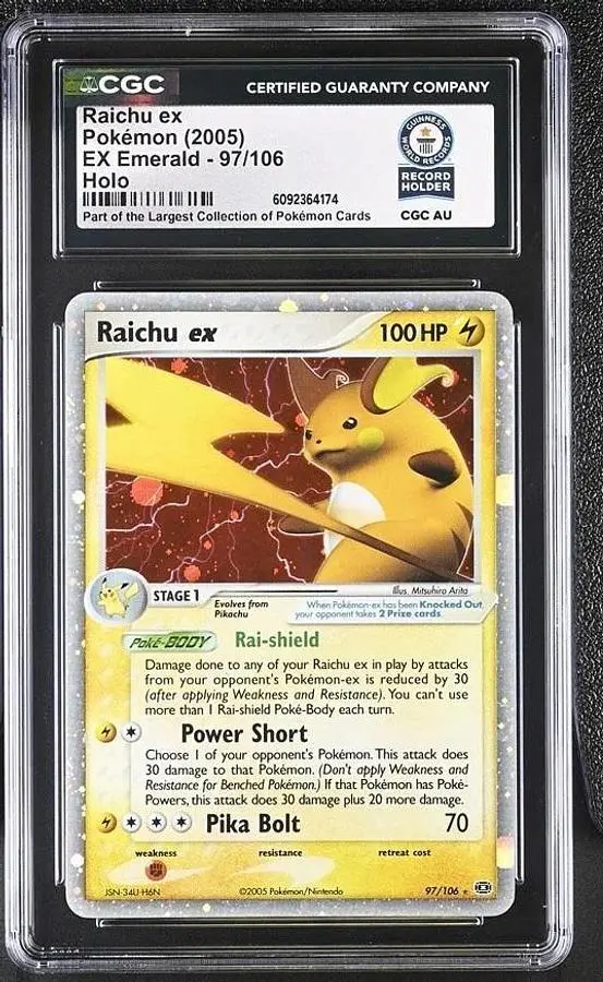 2005 Pokémon EX Emerald- RAICHU EX #97 ULTRA RARE HOLO CGC WORLD RECORD 1/1