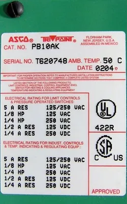 ASCO Tripoint PB10AK Pressure and Temperature Switch New NIB