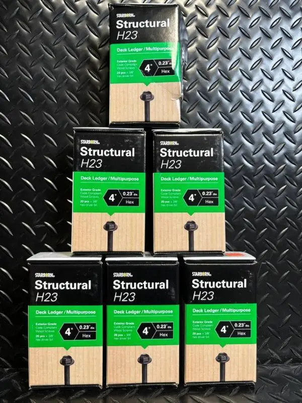 Starborn Structural H23 Deck Ledger / Multipurpose - 4 in x 0.23 in Hex Exterior-Grade Screws - 6-Pack