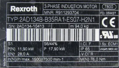 NEW REXROTH 2AD134B-B35RA1-ES07-H2N1 SERVO MOTOR R911293704