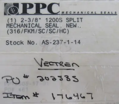 REFURBISHED PPC 2-3/8"-1200S SPLIT MECHANICAL SEAL AS-237-1-14
