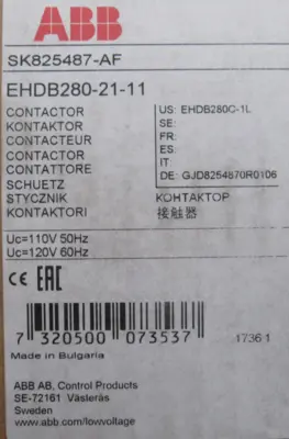 NEW ABB EHDB280-21-11 CONTACTOR EHDB2802111 SK825487-AF