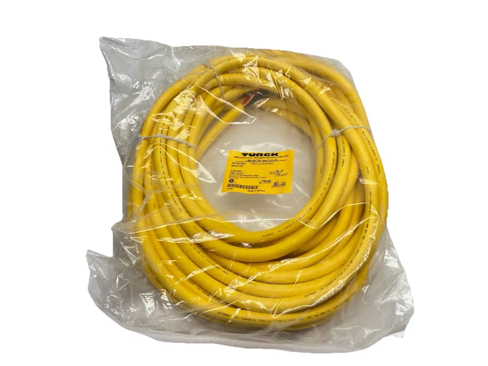 NEW TURCK MINI FAST ACTUATOR SENSOR CORDSET F 7/8" 6-PIN 15M U99-12123