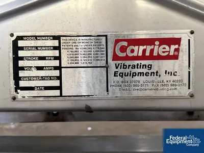 Used Carrier 10.5"W X 10'L Carrier Stainless Steel Fluid Bed Dryer, Model OAD-1260S Fluid Bed Dryers Ohio US | Federal Equipment Company #1338388