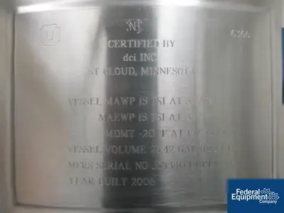 USED DCI 100 Liter DCI Reciver Tank, S/S, 15#