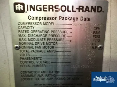 USED Ingersoll Rand 350 HP Ingersoll Rand Air Compressor, Model SR-EPE350-2S