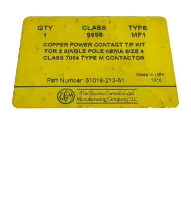 NEW SQUARE D 51018-213-51 CONTACT TIP KIT 9998-MF1 5101821351