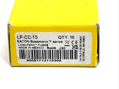 New | in-Stock Eaton Bussmann LP-CC-15 Fuses Michigan US | Maverick Industrial Sales #1391315