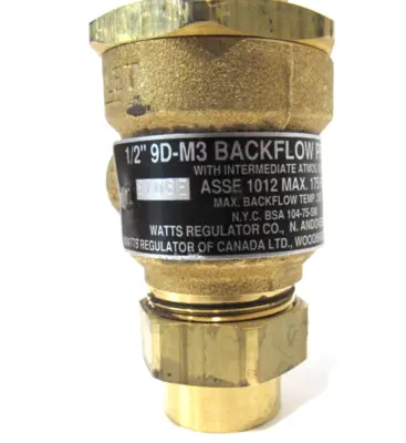 NEW WATTS 0061935 BACKFLOW PREVENTER 9D-M3 1/2'