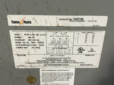 USED FEDERAL PACIFIC T43T75E