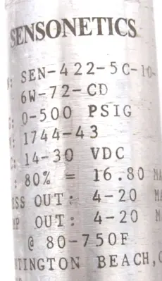 NEW SENSONETICS SEN-422-5C-10-6W-72-CD TRANSDUCER SEN4225C106W72CD