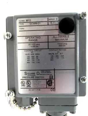 NEW SQUARE D 9012-GCWM21 PRESSURE SWITCH SER.C 9012GCWM21
