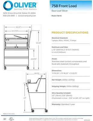 OLIVER 758-N Bread Slicer | Harvest Equipment and Fabrication Inc (3)