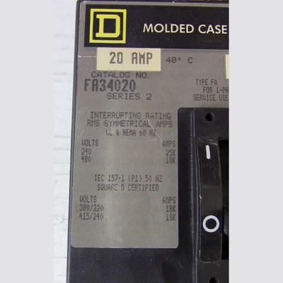 Square D 3 Pole 20 Amp Type FA I-Line Breaker
