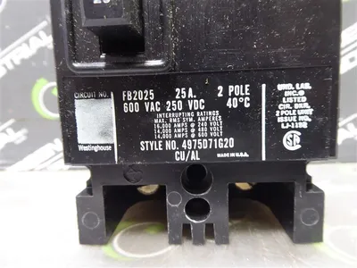 Westinghouse FB2025 2 Pole Circuit Breaker 25 Amps 600VAC New NIB