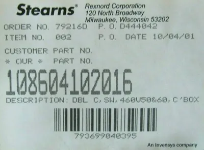 NEW STEARNS 108604102016 MOTOR BRAKE DBL C SW 460V
