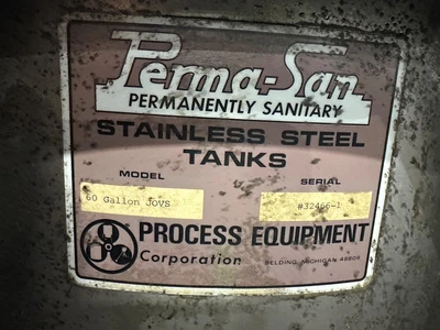 PROCESS EQUIPMENT 60GAL. STAINLESS JACKETED M