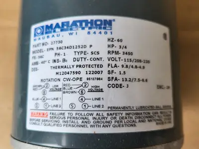 NEW MARATHON ELECTRIC EPN 56C34D1252D P