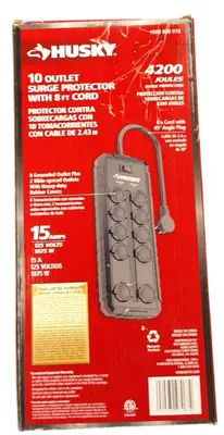 Husky | 8 ft. 10-Outlet Power Surge with Rubber Cover