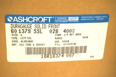 NEW ASHCROFT 60-1379-SSL-02B-400 DURAGAUGE 601379SSL02B400