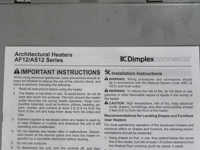 New | in-Stock DIMPLEX _UNKNOWN_ HVAC Parts and Equipment | OCO Industrial #1635839