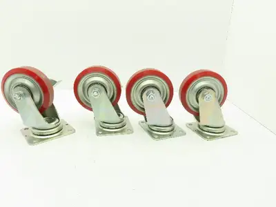 J-130 Caster Wheel 130x36 Polyurethane Locking Swivel Lot of 4