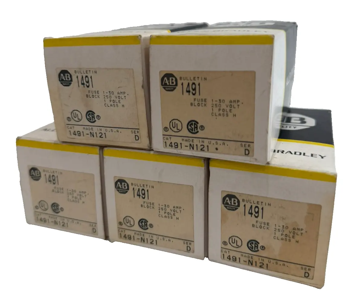 LOT OF 5 ALLEN BRADLEY 1491-N121 FUSE BLOCK SER. D 1491N121 NEW, SURPLUS