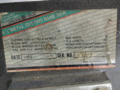 Used CHICAGO FORGE 240-3023 Horizontal Band Saws Minnesota US | Machinesused.com #1283620