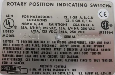 NEW PROXIMITY 12AD1 ROTARY POSITION INDICATING SWITCH