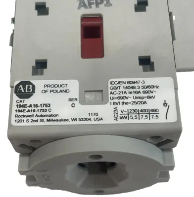 ALLEN BRADLEY 194E-A16-1753 DISCONNECTOR SWITCH SER C 194EA161753