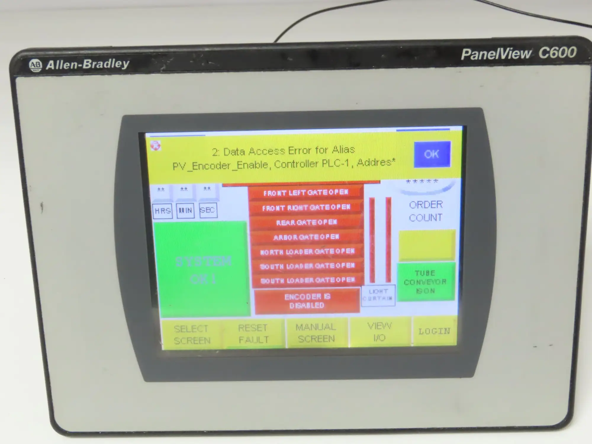 Allen Bradley 2711C-T6T PanelView C600 HMI Control Panel Ser A 24VDC