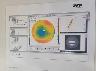6" Optical Flat ZERODUR Accuracy 0.074 Wave Very Nice