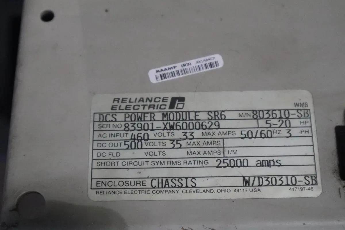 Reliance DCS Power Module 803610-SB 5/20HP 460V 33AMP 50/60HZ 3PH STOCK 1664C
