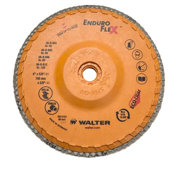 Walter 6" x 5/8-11 Flap Disc T29 Zirconia Alumina 80 Grit Enduro-Flex
