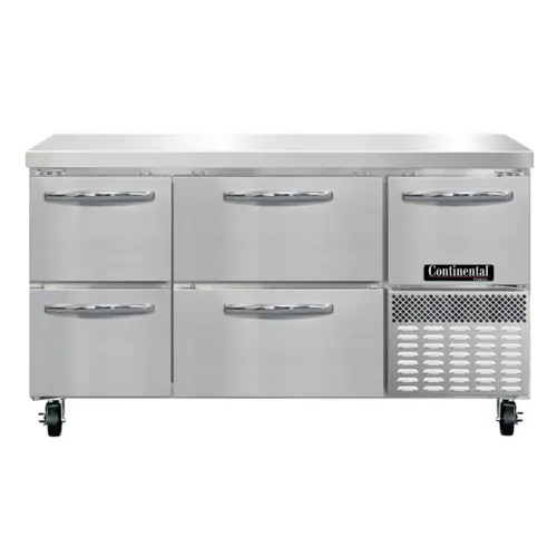 Continental FA60SN-D 60"W Worktop Freezer W/ (3) Sections, (1) Door, (4) Drawers, 115v