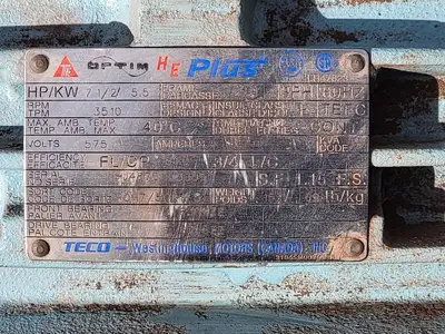 7-1/2 hp, 575 volts, 3510 rpm, 213C Electric Motor