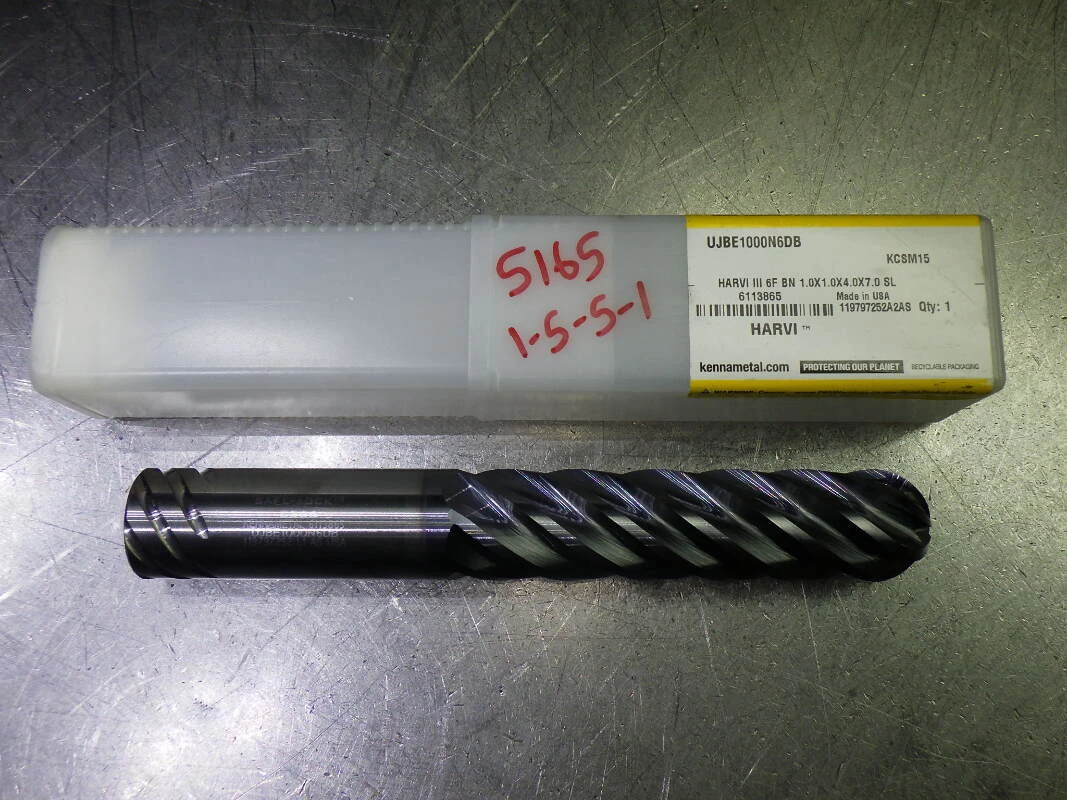 Kennametal 1" 6 Flute Carbide Ballnose Endmill UJBE1000N6DB KCSM15 (LOC2978D)