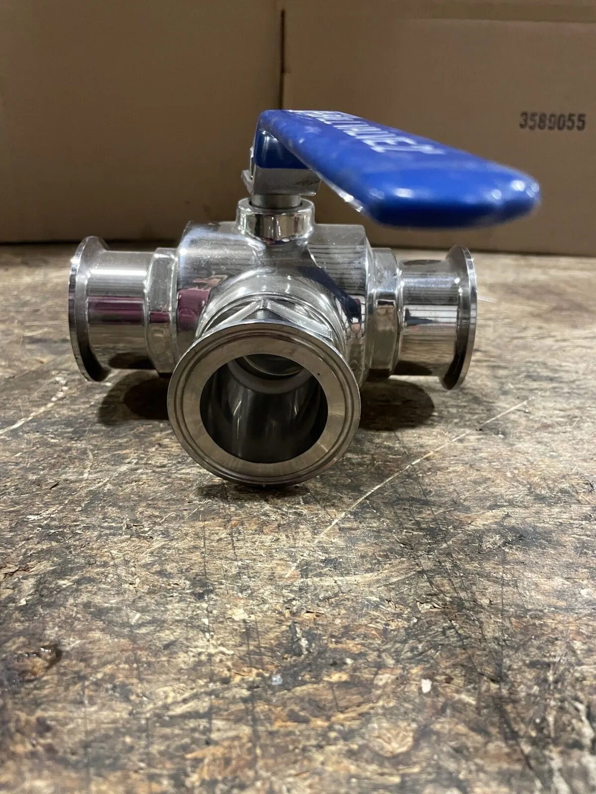 QiiMii 2” 304 Stainless Steel Manual 3-Way Tri-Clover Clamp Sanitary Tee Valve