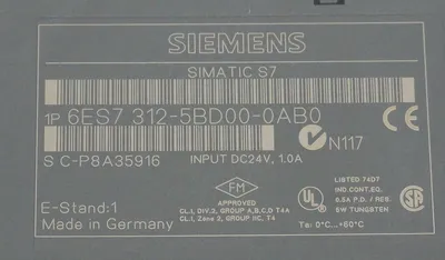 USED SIEMENS 6ES7-312-5BD00-0AB0 CPU MODULE 312C W/ 6ES7953-8LF00-0AA0 MEMORY CARD